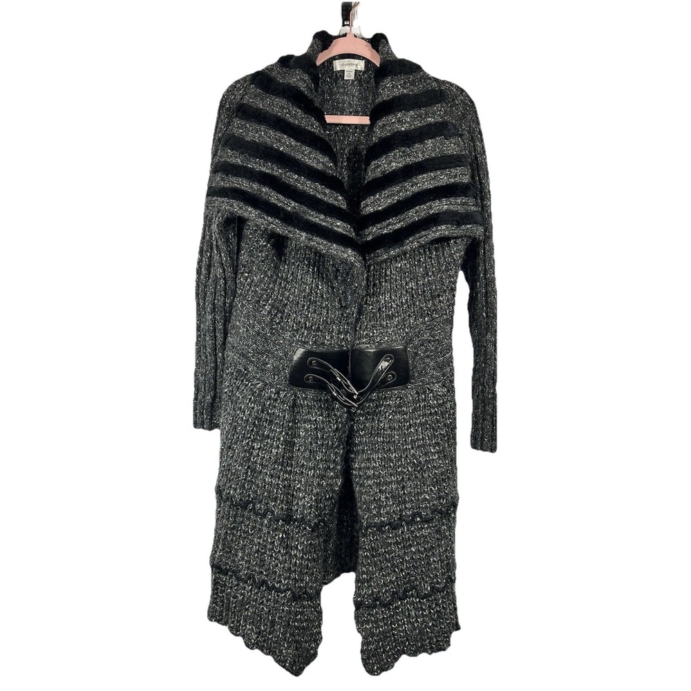 Dressbarn Knitted Long Cardigan XL Melange Gray Whimsigoth‎ Dark Glam Grunge Y2K